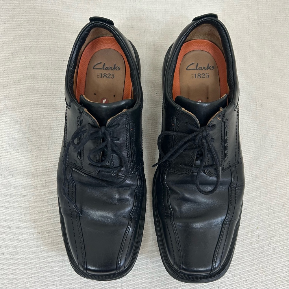 Clarks Black Oxford Leather Shoes Timeless Design Size 9.5